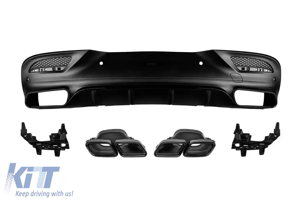 Difuzor tip GLE63 cu capete negre potrivit pentru Mercedes GLE Coupe C292 2015-2019 -oo--oo-, cu garnitură neagră