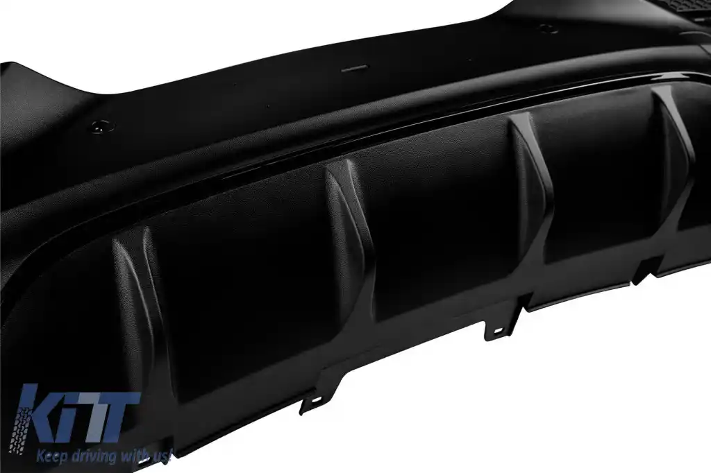 Difuzor tip GLE63 cu capete negre potrivit pentru bara spate A Design pe Mercedes GLE Coupe C292 2015-2019 -oo--oo-, cu garnitură neagră-image-6264612