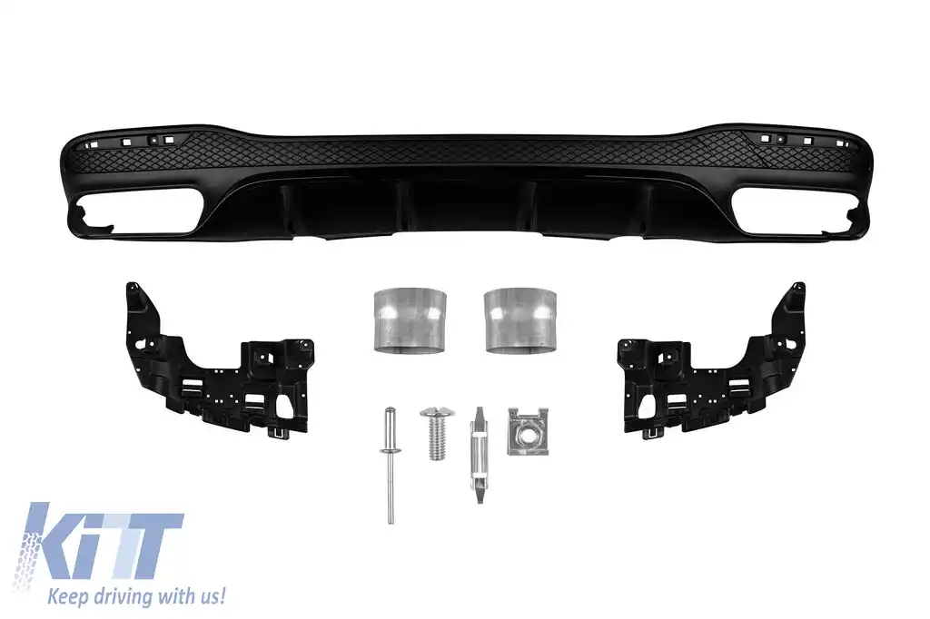 Difuzor tip GLE63 potrivit pentru bara de protecție spate A Design a Mercedes GLE W166 2015-2019 -oo--oo-, cu garnitură neagră