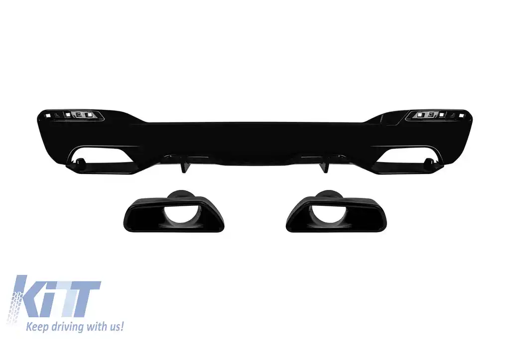 Difuzor tip M Performance Design Design cu capete negre potrivit pentru bara spate M Technik pe BMW Seria 5 G30 sedan, G31 break 530, 540 după 2017 -oo--oo-, lac negru