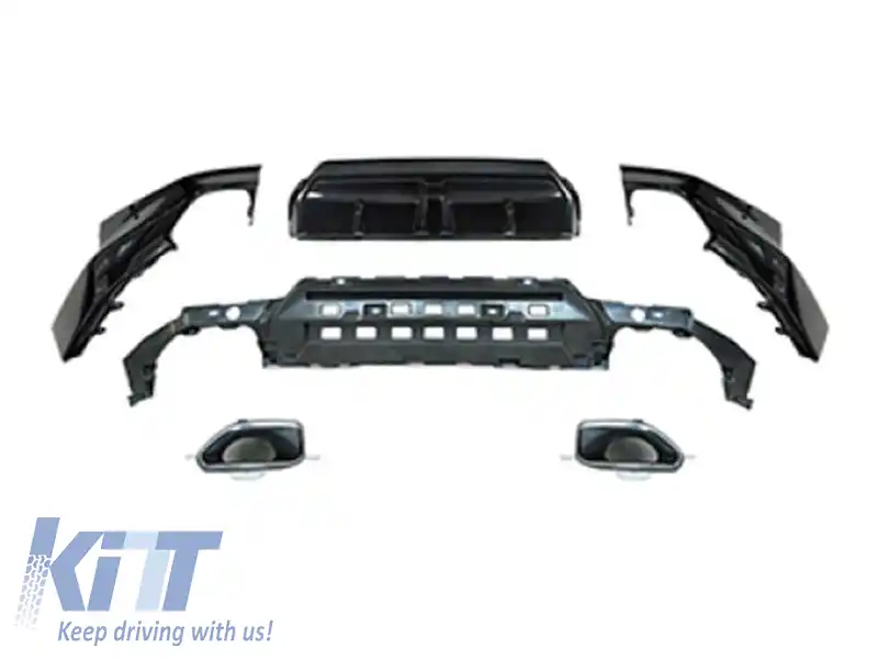 Difuzor tip M Performance Design Design cu capete cromate potrivit pentru bara M tech la BMW seria 2 G42 coupe după 2022, lac negru