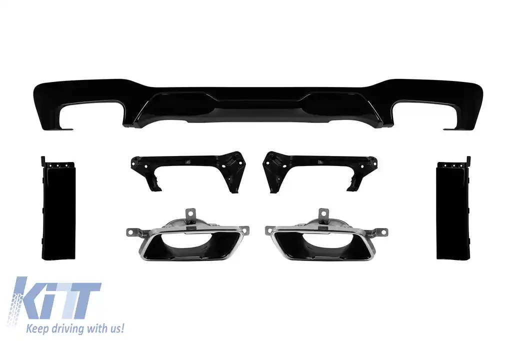Difuzor tip M235i cu capete cromate potrivit pentru bara spate M a BMW Seria 2 F44 Gran Coupe după 2020, lac negru -oo--oo-