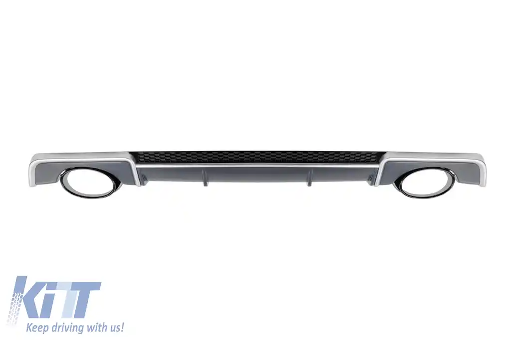 Difuzor tip RS3 cu capete negre potrivit pentru bara spate standard a Audi A3 2013-2016 sedan, cabriolet