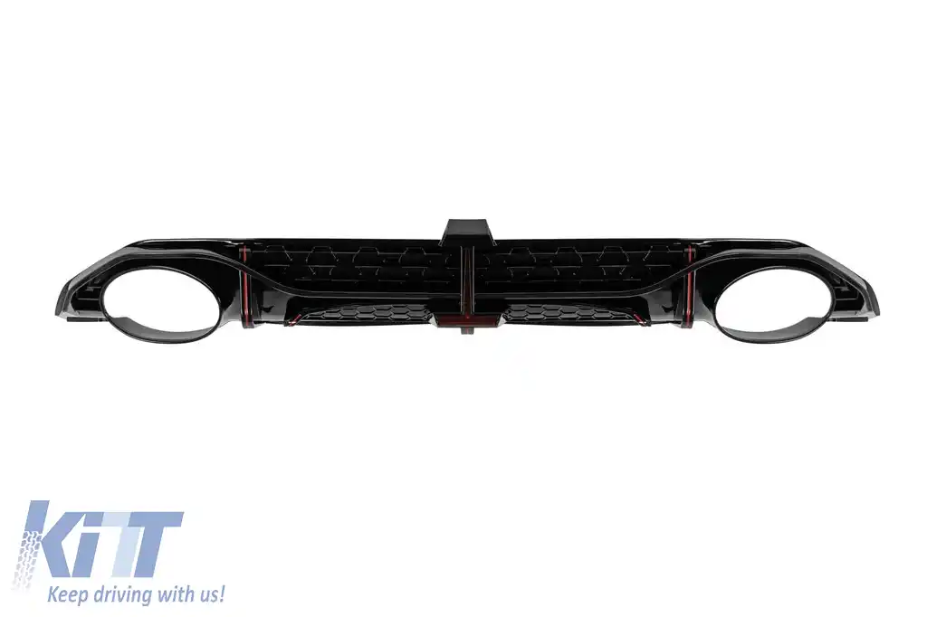 Difuzor tip RS3 cu capete negre potrivit pentru bara spate S-line pe Audi A3 hatchback 2020-2024 -oo--oo--image-6231615