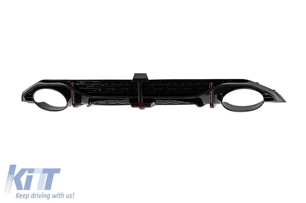 Difuzor tip RS3 cu capete negre potrivit pentru bara spate S-line pe Audi A3 hatchback 2020-2024 -oo--oo--image-6231616