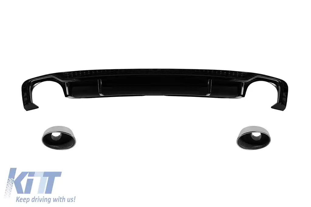 Difuzor tip RS5 cu capace cromate potrivit pentru bara S-line spate pe Audi A5 Sportback, Coupe, Cabrio 2016-2020 -O--O-