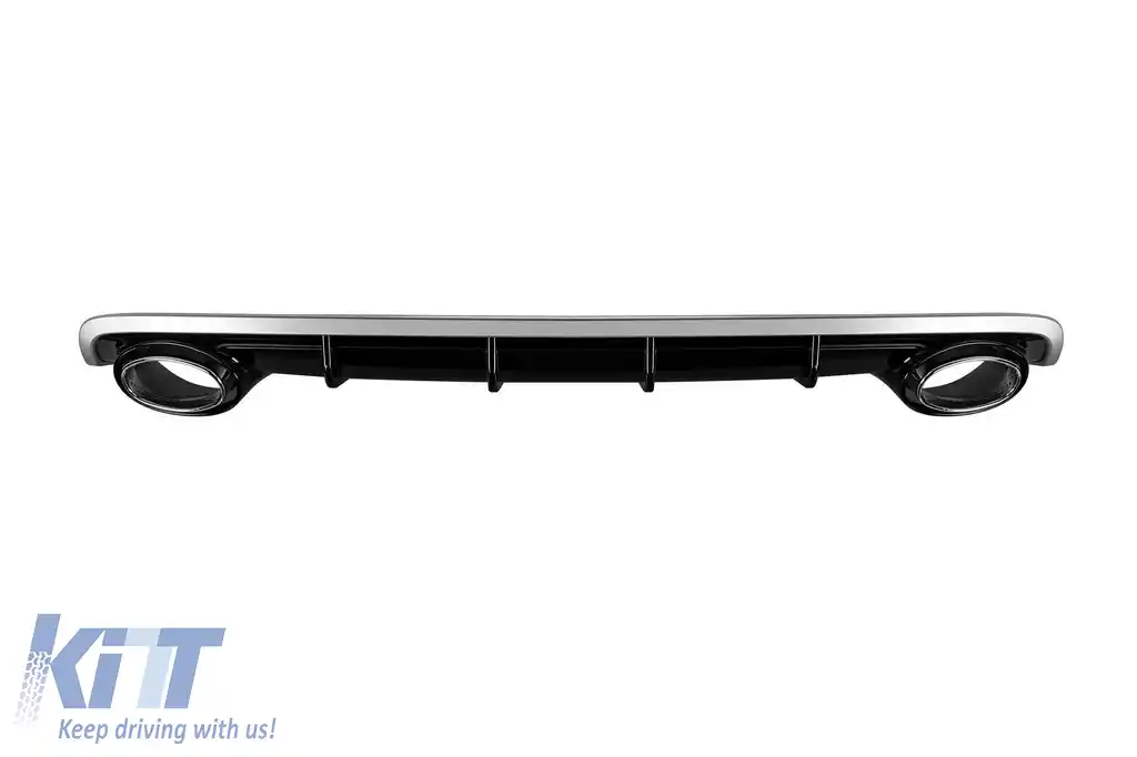 Difuzor tip RS6 cu capace cromate potrivit pentru bara spate standard a Audi A6 2015-2018 -O---O-