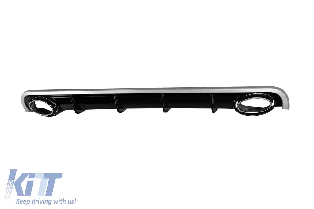 Difuzor tip RS6 cu capete cromate, potrivit pentru bara spate standard a Audi A6 C7 4G 2011-2015 sedan, break -o---o--image-6162955