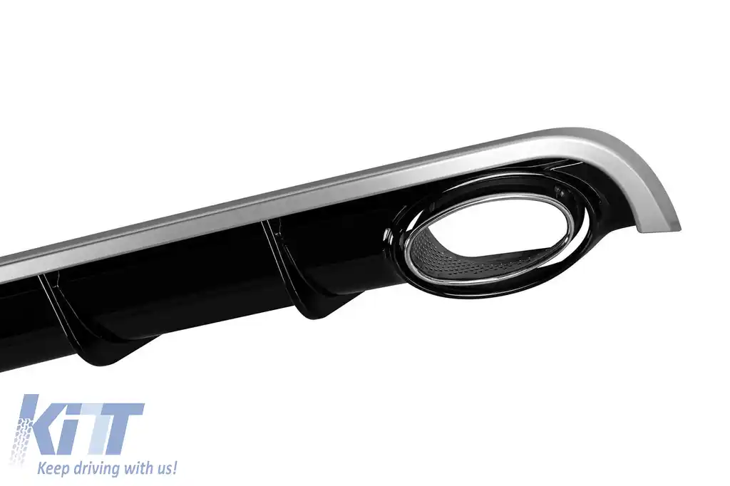 Difuzor tip RS6 cu capete cromate, potrivit pentru bara spate standard a Audi A6 C7 4G 2011-2015 sedan, break -o---o--image-6162957