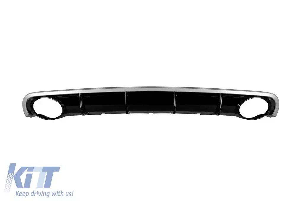 Difuzor tip RS6 cu capete cromate, potrivit pentru bara spate standard a Audi A6 C7 4G 2011-2015 sedan, break -o---o--image-6162960