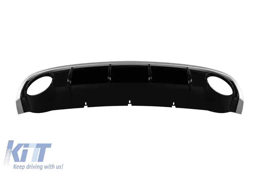 Difuzor tip RS6 cu capete cromate, potrivit pentru bara spate standard a Audi A6 C7 4G 2011-2015 sedan, break -o---o--image-6162961