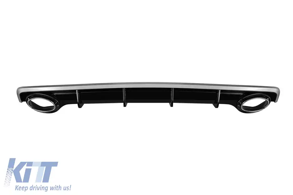 Difuzor tip RS7 cu capete cromate potrivit pentru bara spate S-line pe Audi A7 Sportback 2015-2017 -O--O-