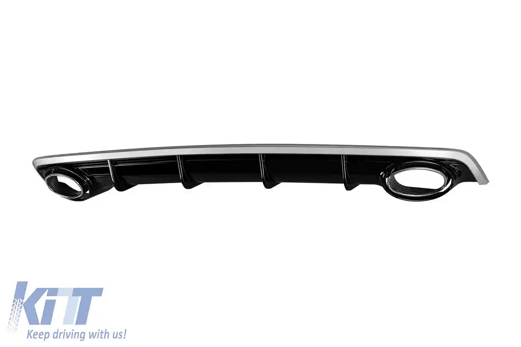 Difuzor tip RS7 cu capete cromate potrivit pentru bara spate S-line pe Audi A7 Sportback 2015-2017 -O--O--image-6162925