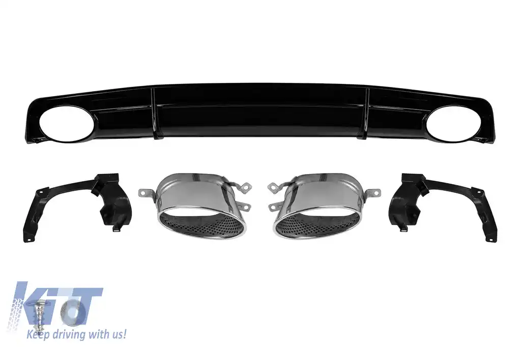 Difuzor tip RS7 cu capete cromate potrivit pentru bara spate S-line pe Audi A7 2015-2018 -O---O-