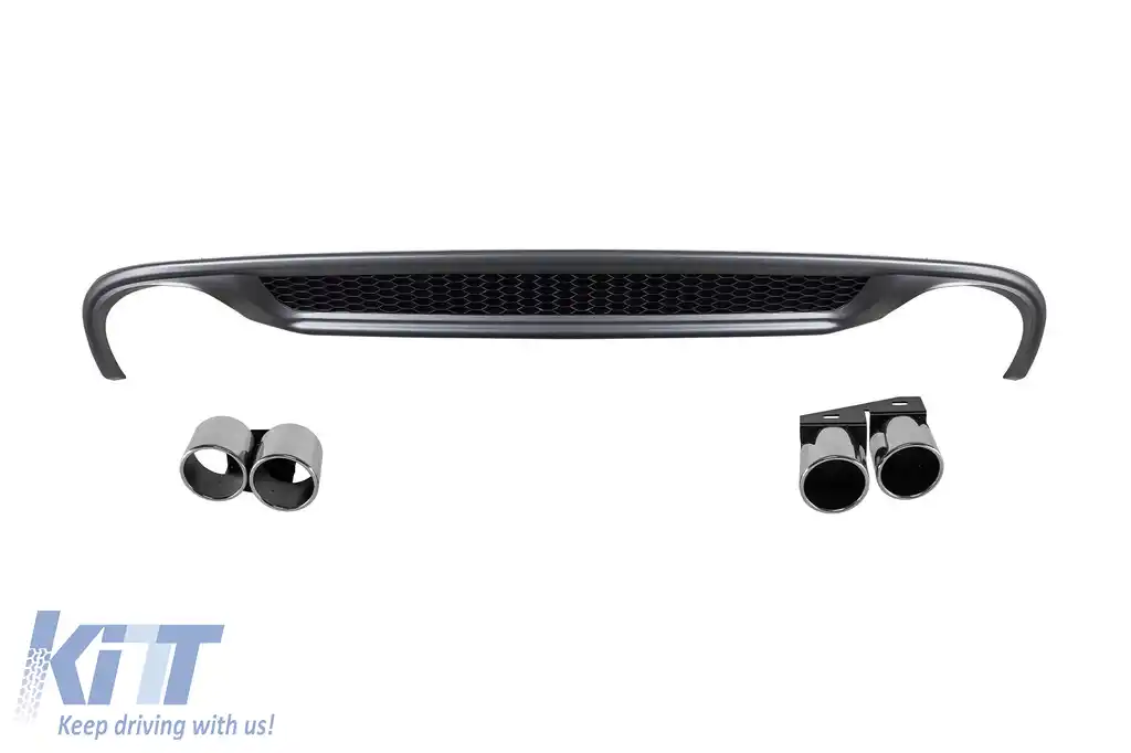 image-53-Difuzor tip S-line cu capete cromate potrivit pentru bara spate standard a Audi A4 sedan 2012-2015 -oo--oo-