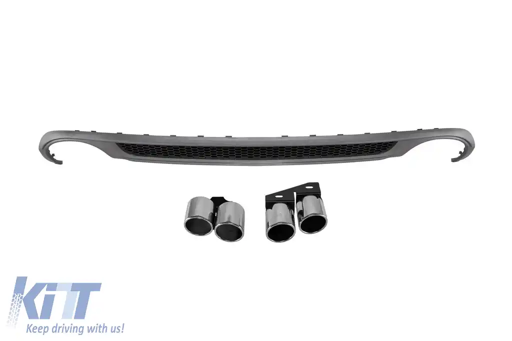Difuzor tip S-line cu capete cromate potrivit pentru bara spate standard a Audi A4 sedan, break 2008-2011 -oo-oo-