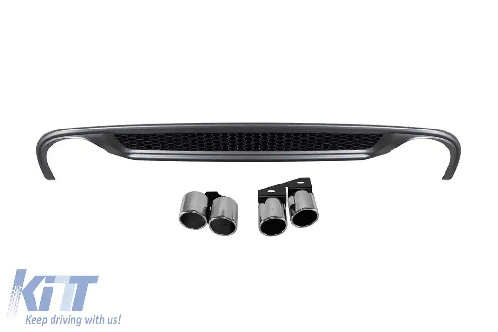 Difuzor tip S-line cu capete cromate potrivit pentru bara spate standard pentru Audi A4 sedan 2012-2015 -oo--oo-
