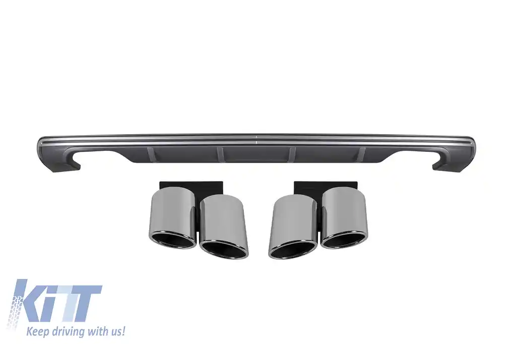 Difuzor tip S3 cu capete cromate potrivit pentru bara spate standard a Audi A3 Sportback 2013-2016 -oo-oo-