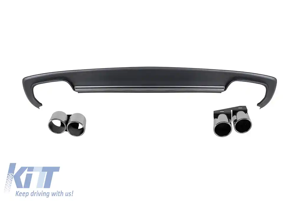 image-54-Difuzor tip S4 cu capace cromate potrivit pentru bara spate S-line pentru Audi A4 sedan 2012-2015 -oo--oo-