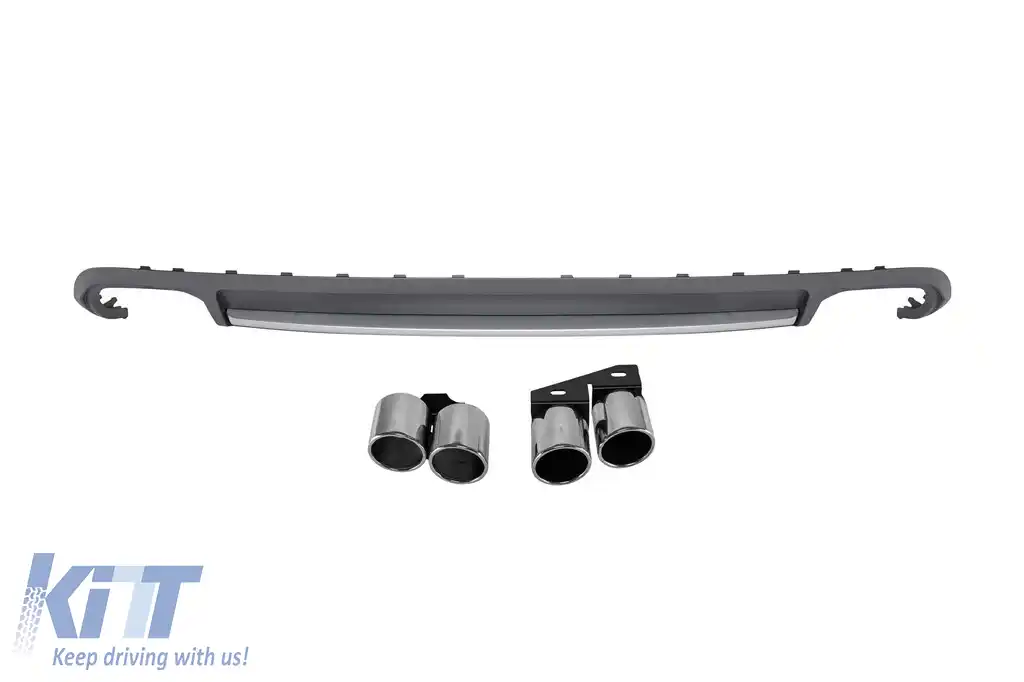 Difuzor tip S4 potrivit pentru bara de protecție spate standard a Audi A4 sedan, break 2008-2011 -oo--oo-