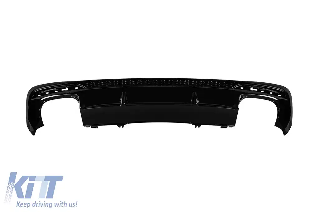 Difuzor tip S4 potrivit pentru bara spate S line la Audi A4 sedan, break 2020-2022, lac negru -oo--oo-