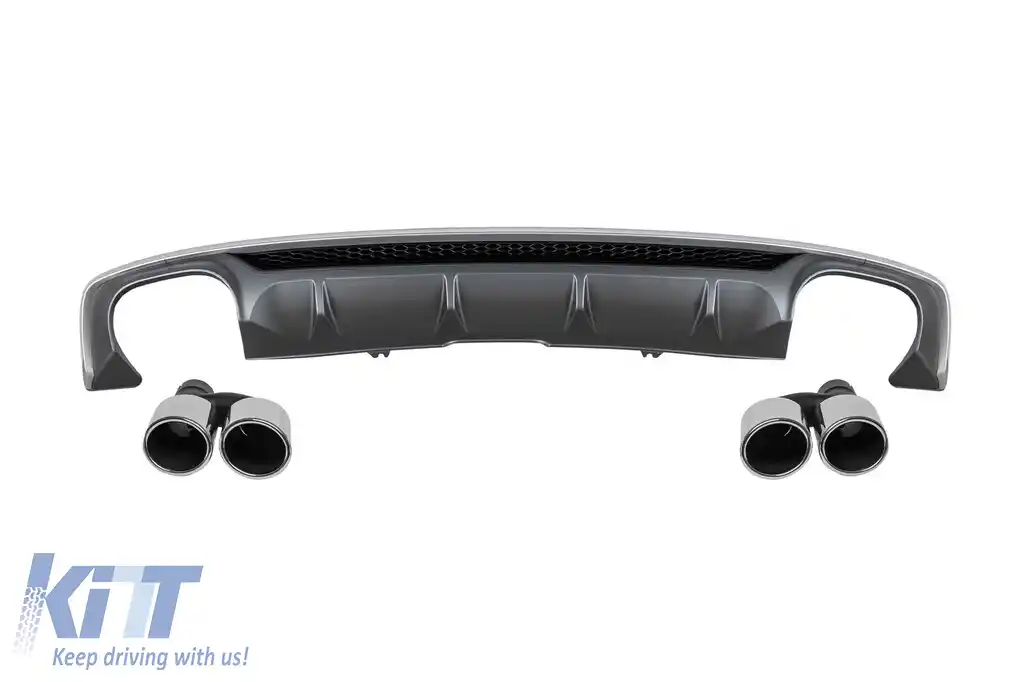 Difuzor tip S5 cu capete cromate potrivit pentru bara spate S-line pe Audi A5 Sportback, Coupe, Cabrio 2016-2020 -oo--oo-