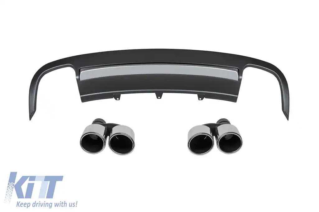 Difuzor tip S5 cu capete cromate potrivit pentru bara spate standard a Audi A5 Sportback, 4 uși 2009-2011 -oo--oo-