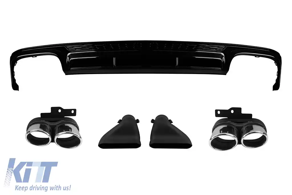 Difuzor tip S6 cu capace cromate potrivit pentru bara spate S-line pe Audi A6 sedan, break după 2018 -oo--oo-