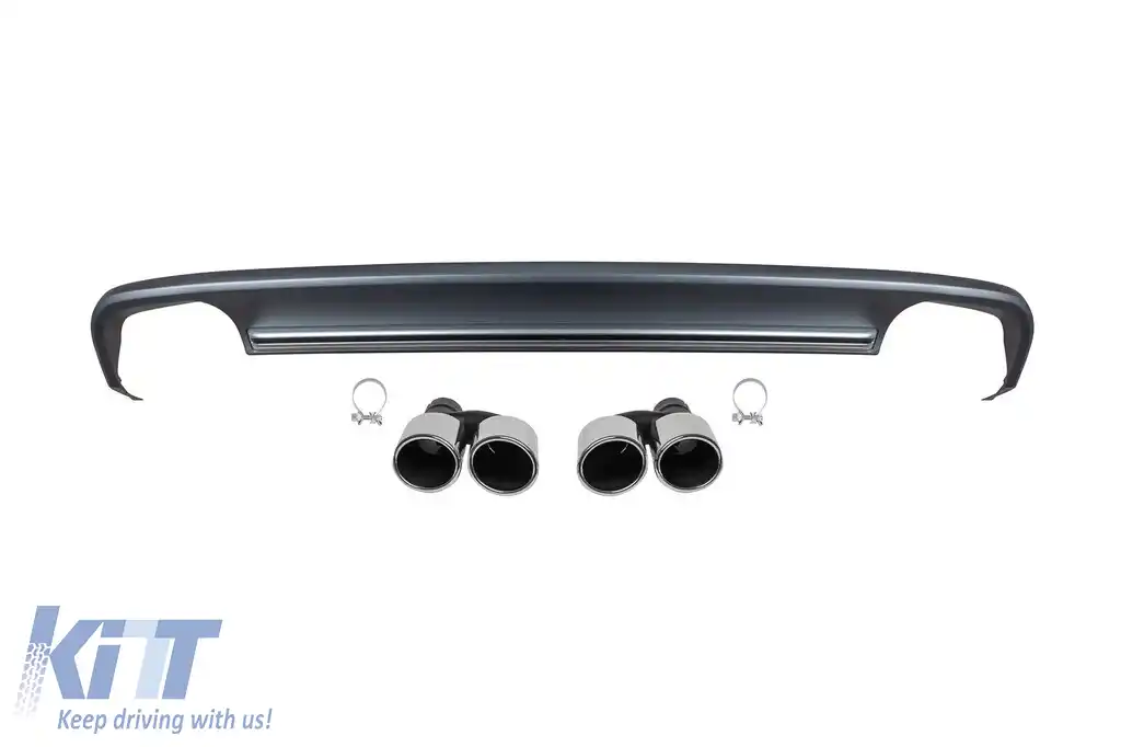 Difuzor tip S6 cu capete cromate potrivit pentru bara spate standard pentru Audi A6 sedan, break 2012-2015 -oo--oo-