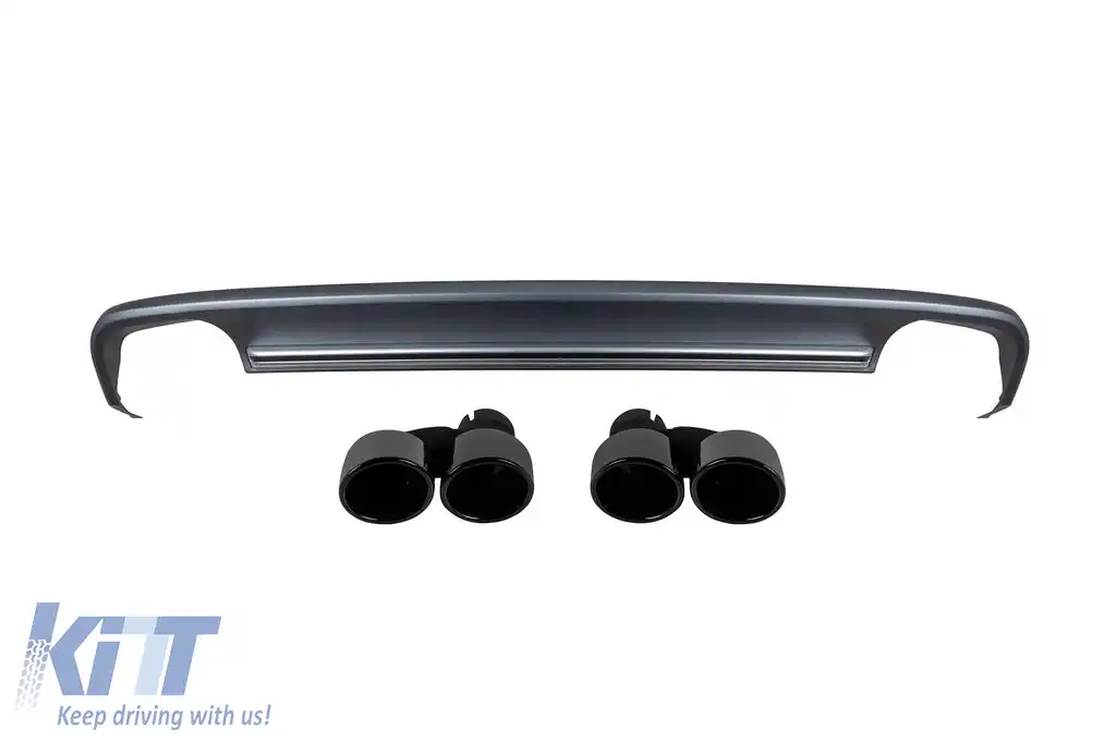 Difuzor tip S6 cu capete negre potrivit pentru bara spate standard a Audi A6 2012-2015 -oo--oo-