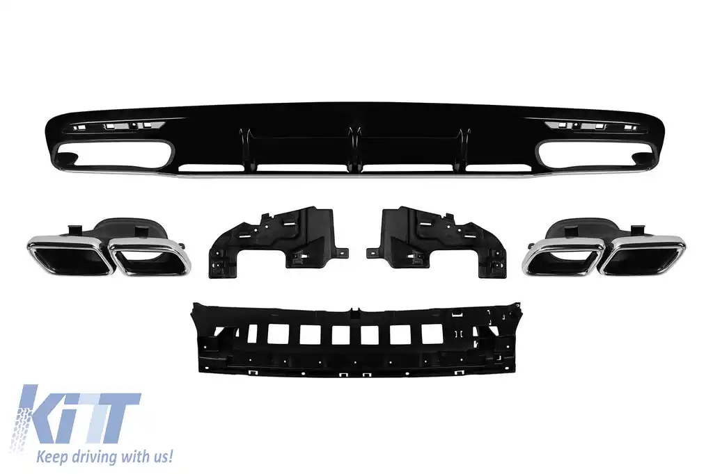 Difuzor tip S63 cu capace cromate potrivit pentru bara spate A Design pe Mercedes S-Class C217 coupe după 2014 -oo--oo-