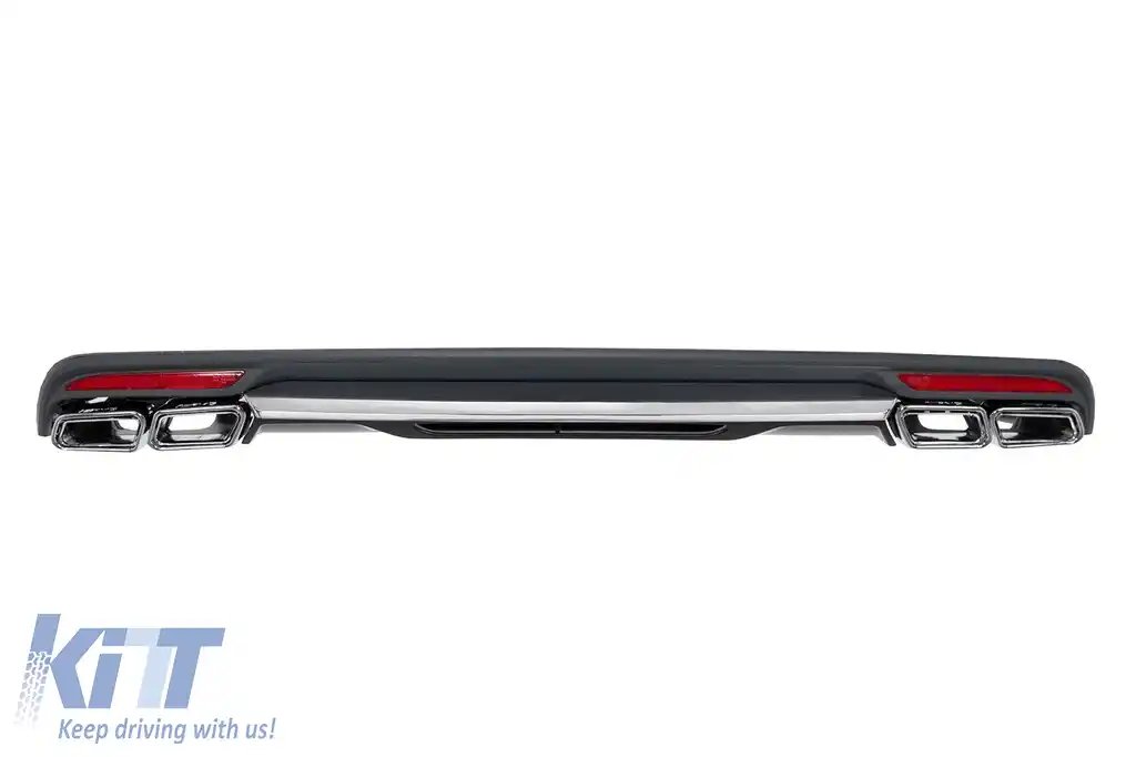 Difuzor tip S63 cu capete cromate pentru bara AMG spate potrivit pentru Mercedes S-Class W222 2013-2017 -oo--oo-, cu garnitură cromată