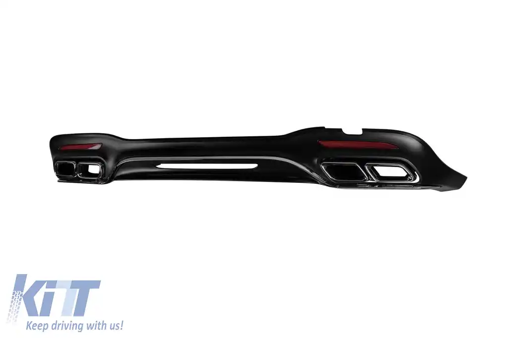 Difuzor tip S63 cu capete cromate potrivit pentru bara spate A Design pe Mercedes S-Class W222 2017-2019, cu garnitură cromată-image-6265733