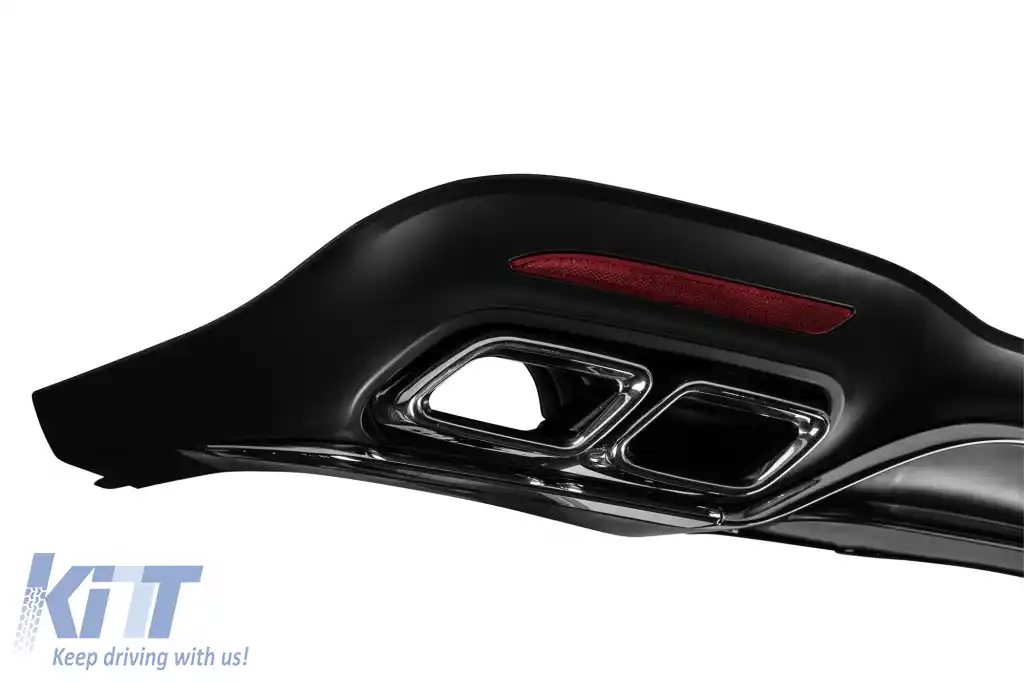 Difuzor tip S63 cu capete cromate potrivit pentru bara spate A Design pe Mercedes S-Class W222 2017-2019, cu garnitură cromată-image-6265734