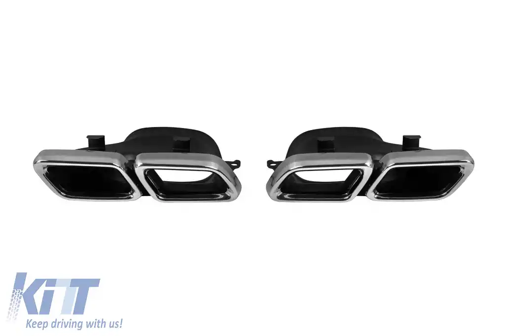Difuzor tip S63 cu capete cromate potrivit pentru bara spate A Design pe Mercedes S-Class W222 2017-2019, cu garnitură cromată-image-6265742