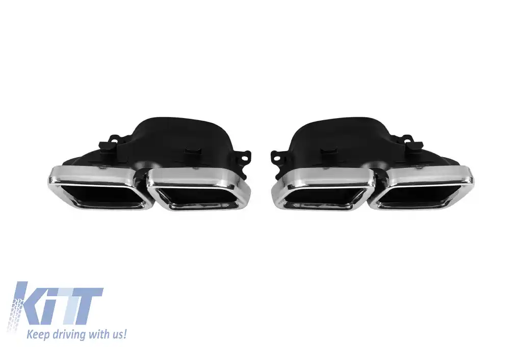 Difuzor tip S63 cu capete cromate potrivit pentru bara spate A Design pe Mercedes S-Class W222 2017-2019, cu garnitură cromată-image-6265743