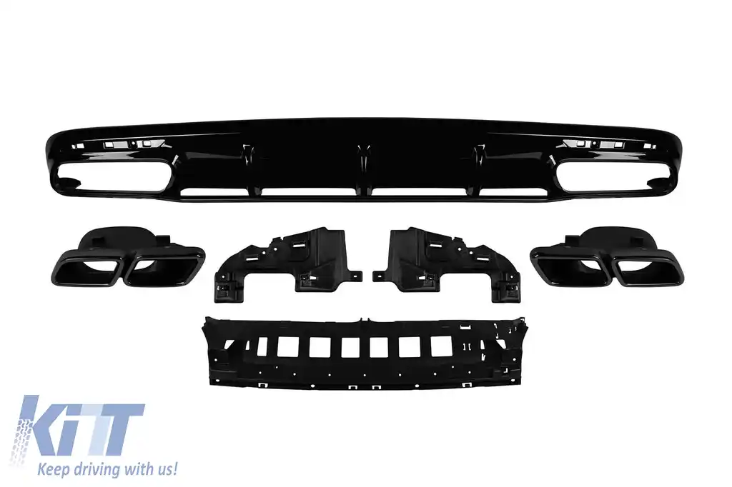 Difuzor tip S63 cu capete negre potrivit pentru bara de protecție A Design din spate pe Mercedes S-Class C217 coupe după 2014 -oo--oo-