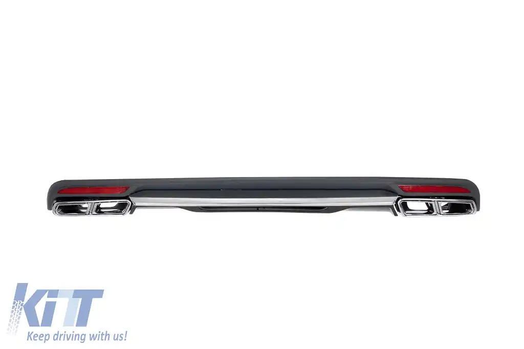 Difuzor tip S65 cu capete cromate potrivit pentru bara AMG din spate la Mercedes S-Class W222 după 2013 -oo--oo-, cu garnitură cromată