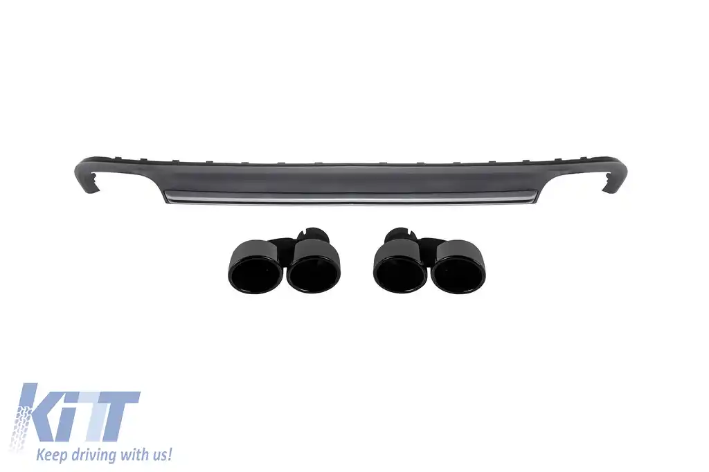 Difuzor tip S7 cu capete negre potrivit pentru bara spate standard a Audi A7 2010-2015 -oo--oo-