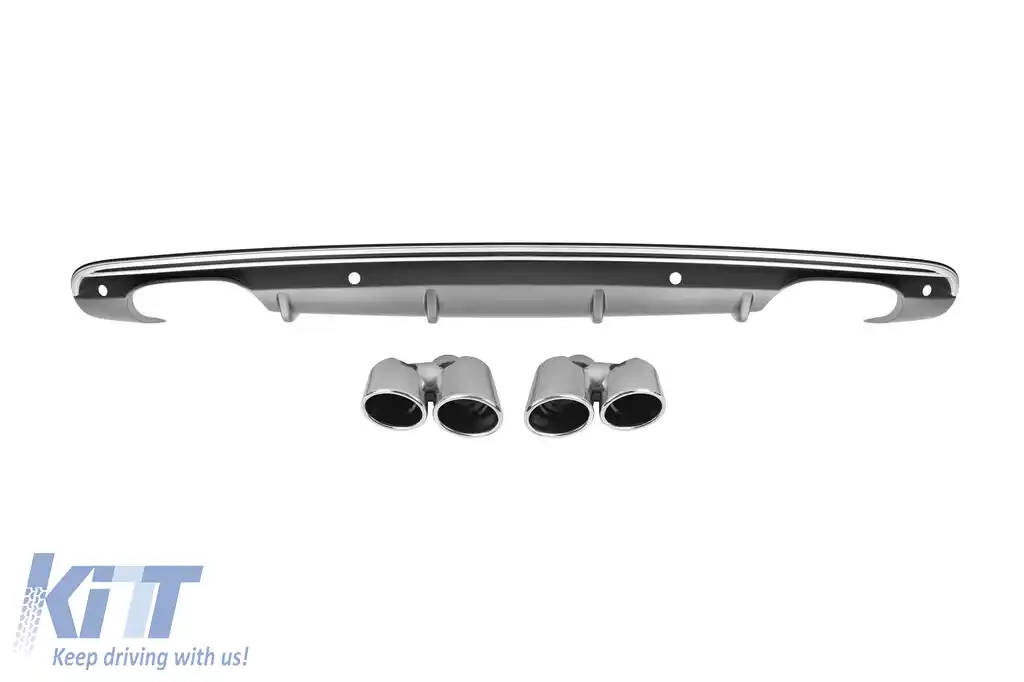 Difuzor tip SQ5 cu capete cromate potrivit pentru bara spate S-line pe Audi Q5 2009-2017 -oo--oo-