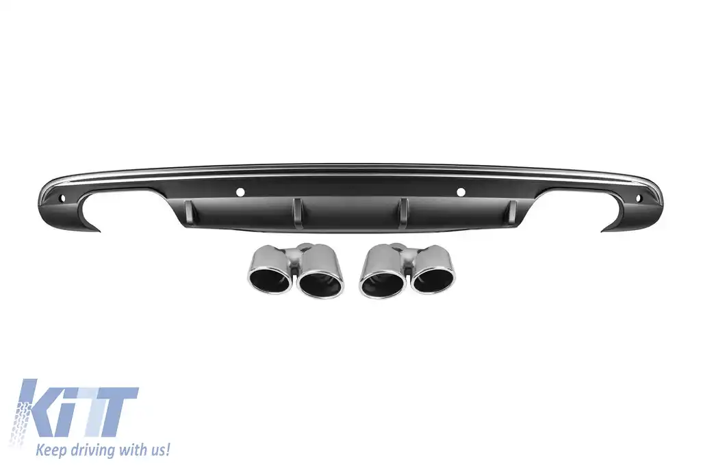 Difuzor tip SQ5 cu capete cromate, potrivit pentru bara spate standard a Audi Q5 2009-2017 -oo--oo-