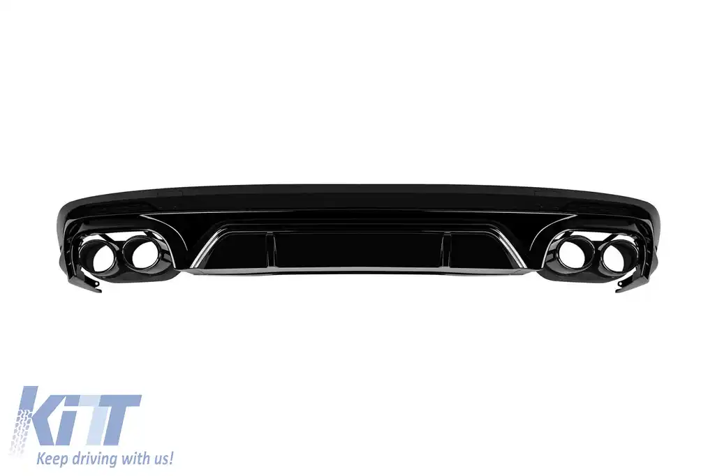 Difuzor tip SQ5 cu capete negre potrivit pentru bara S-line din spate pe Audi Q5 2018-2022 -oo--oo-