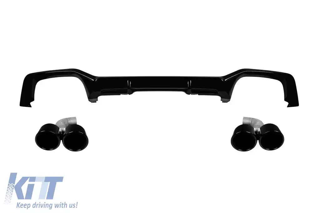 Difuzor tip X4M cu capete negre potrivit pentru bara M din spate a BMW X4 G02 după 2018 -oo--oo-