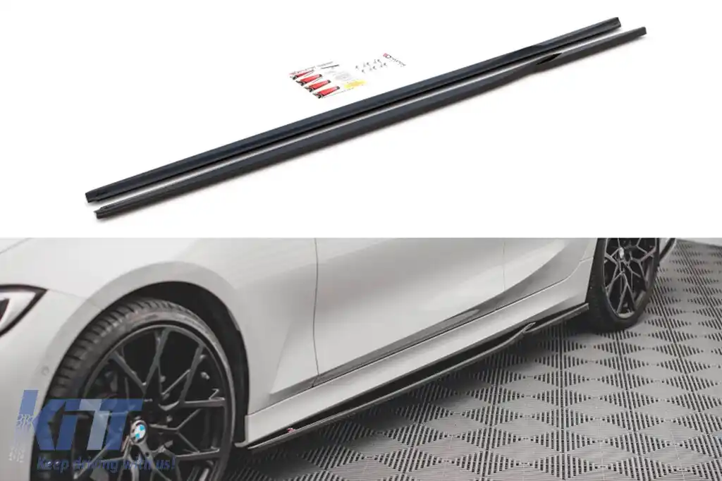 Difuzori de praguri laterale Maxton Design potriviți pentru BMW Seria 3 G20 Sedan, G21 Touring 2018-2022, negru lucios