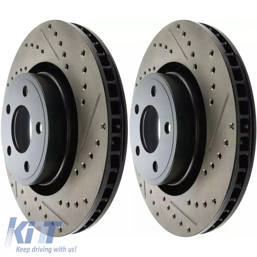 Discuri de frână StopTech HC față 320mm perforate și striate, potrivite pentru Ford Mustang 15-21