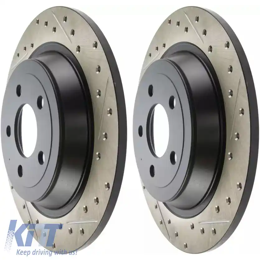 Discuri de frână StopTech HC spate 320mm perforate și striate, potrivite pentru Ford Mustang 15-21