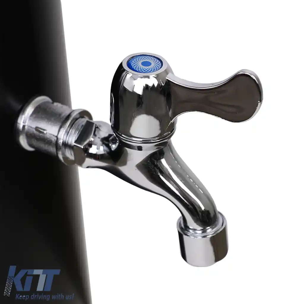 Duș solar de grădină curbat negru cu duș pentru picioare și cap de duș pătrat 20L-image-6191858