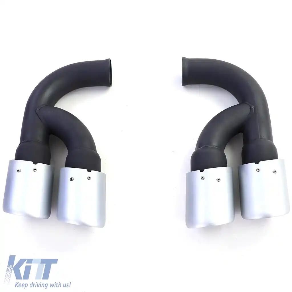 Dublu țevile de eșapament din oțel inoxidabil argintii, potrivite pentru Porsche Cayenne 92A 3.0 Diesel 10-14-image-6192048