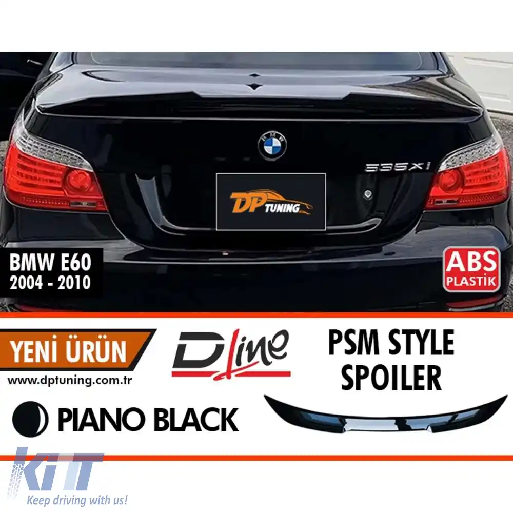 image-51-E60 Stil PSM Spoiler Spate Capac Portbagaj Negru Pian ABS / 2004-2010
