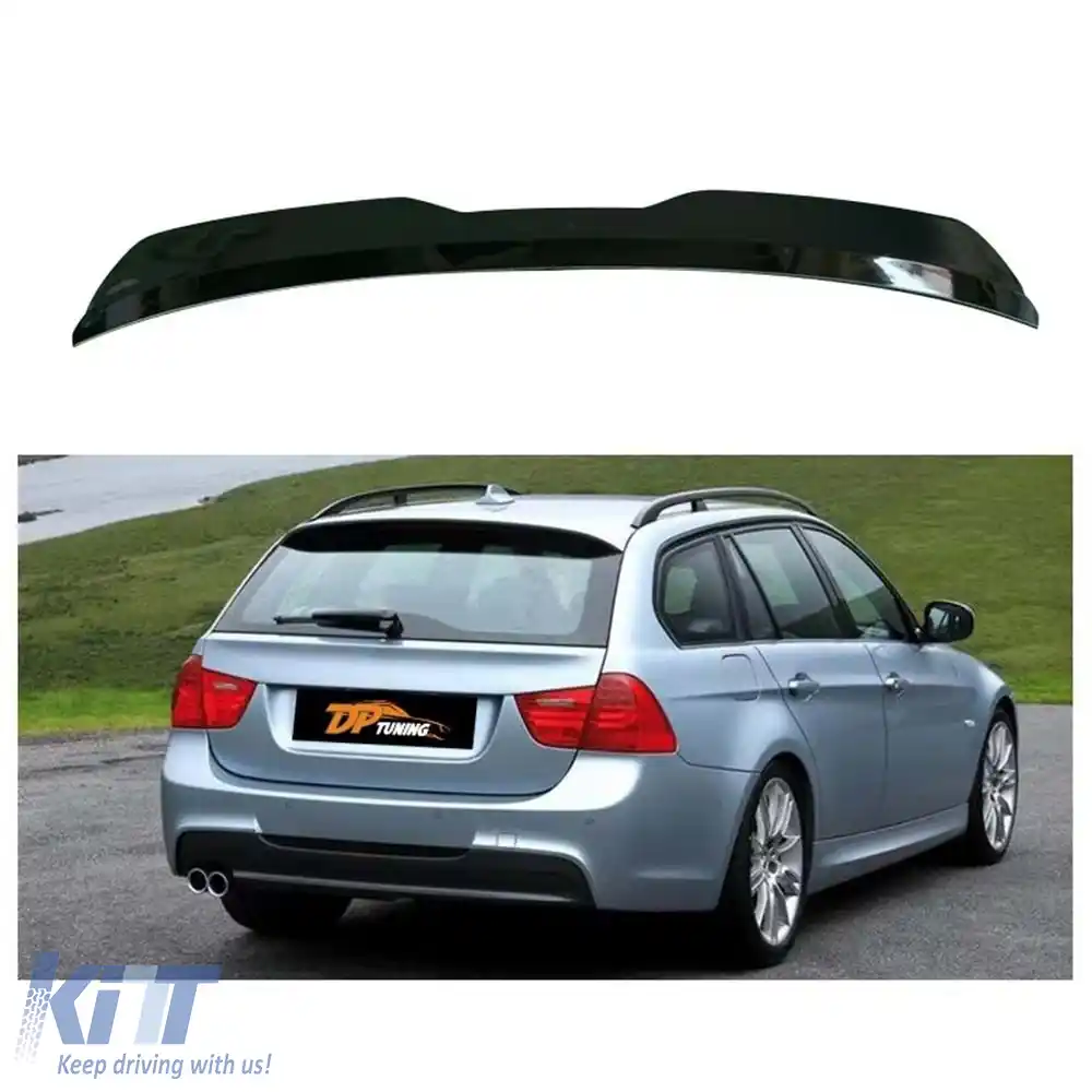 image-67-E91 Wagon Max Spoiler Spate pentru Acoperiș Negru Pian Plastic Vacuum/ 2004-2011